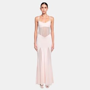 NWT OW Collection x REVOLVE SERENITY Sheer Bodice Pink Maxi Dress